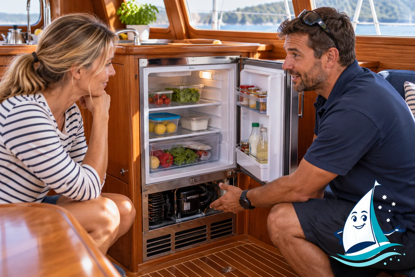 Refrigeration & galley comfort upgrade guide: editorial illustration featuring Saily